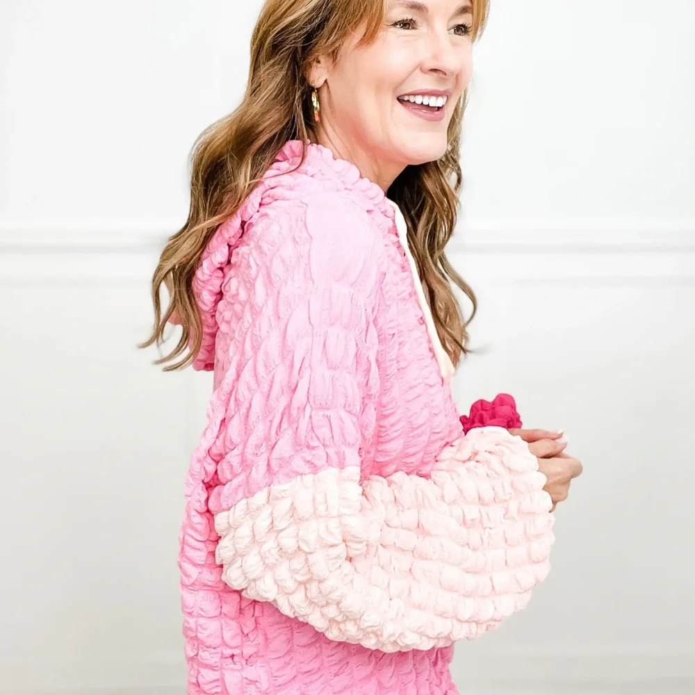 BiBi Colorful Bubble Woven Textured Hoodie - Picture 3 of 7